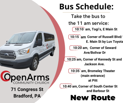 open arms bus schedule
