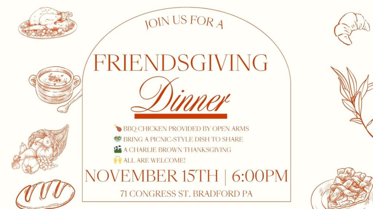Orange Monochrome Rustic Friendsgiving Dinner Invitation (Presentation) Orange Monochrome Rustic Friendsgiving Dinner Invitation (Presentation)