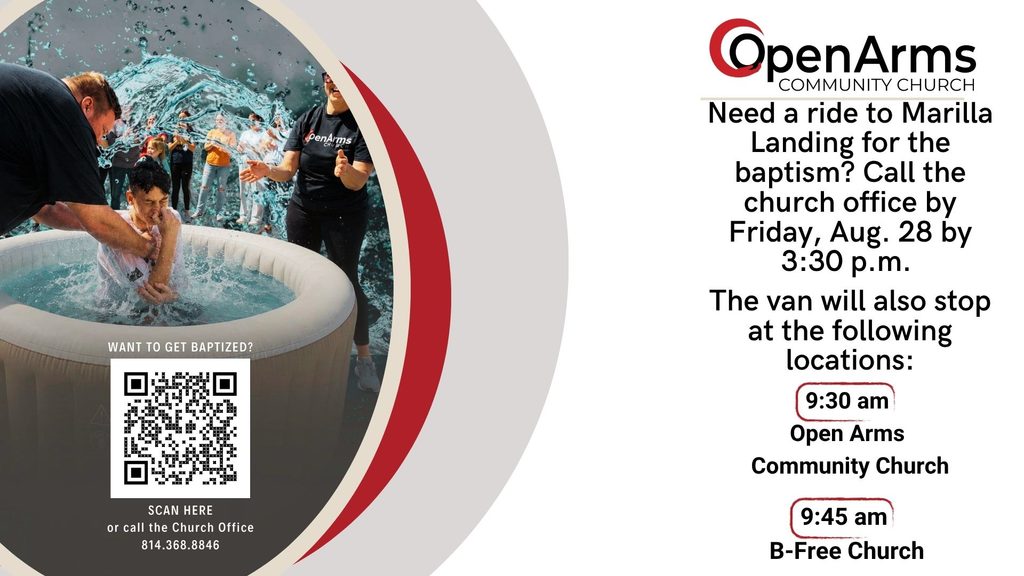 open arms bus schedule for baptism 2026