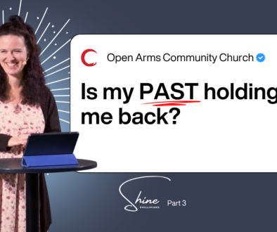 Pastor Zoe Hatcher smiling while preaching Shine Part 3 at Open Arms Community Church in Bradford, PA