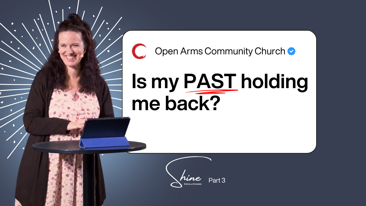 Pastor Zoe Hatcher smiling while preaching Shine Part 3 at Open Arms Community Church in Bradford, PA